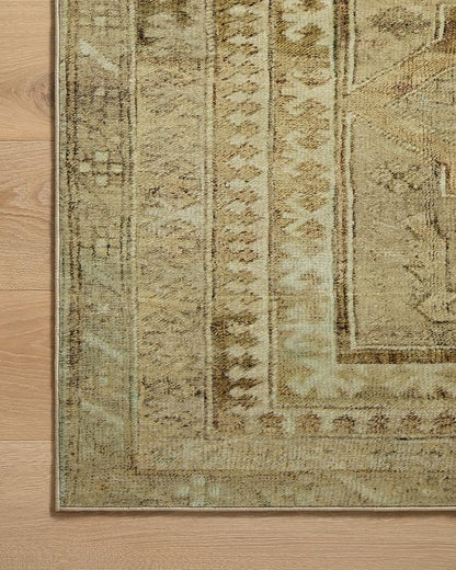 Loloi Magnolia Home by Joanna Gaines Sinclair Collection SIN-02 Khaki/Tobacco 7'-6" x 9'-6", .25" Pile Height, Machine Washable, Area Rug