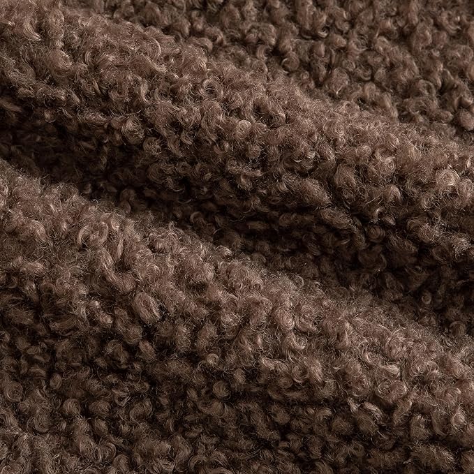 Pack of 2 Curly Teddy Wool Faux Fur Throw Pillow Covers Fuzzy Accent Soft Sherpa Pillowcases Sheepskin Fleece Decorative Cushion Case for Sofa Couch Living Room 26x26 Inch Chocolate