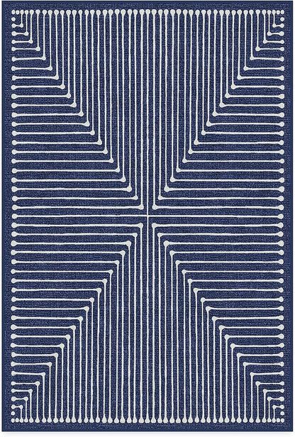 RUGGABLE x Jonathan Adler Machine Washable Modern Area Rug – Inkdrop Lapis Blue 4x6, Stain-Resistant, Non-Slip – Medium Rugs for Living Room, Bedroom, Hallway, Entryway & Office–with Cushioned Pad