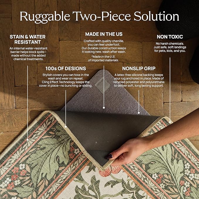 RUGGABLE x Jonathan Adler Machine Washable Modern Area Rug – Inkdrop Copper 2x3, Stain-Resistant, Non-Slip – Small Rugs for Living Room, Bedroom, Hallway, Entryway & Bathroom–with Standard Pad