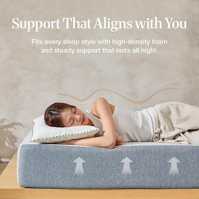 LIFEMENT Basic Full Graphite Infused Memory Foam Mattress in a Box | Medium Firm Bed, Fiberglass Free, Certified Safe Foam, Cooling Pressure Relief Support, 8 Inch