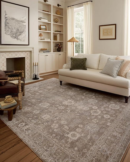 Loloi Chris Loves Julia Louisa Collection LOI-03 Taupe/Ivory 2'-7" x 12'-0", .38" Pile Height, Runner Rug