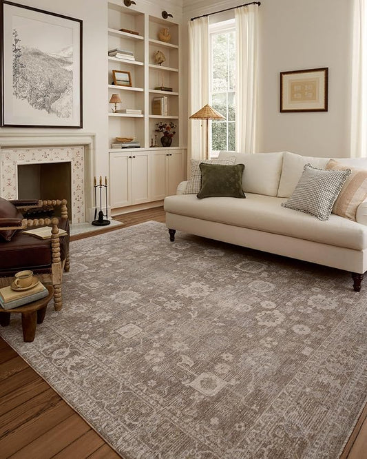 Loloi Chris Loves Julia Louisa Collection LOI-03 Taupe/Ivory 3'-6" x 5'-6", .38" Pile Height, Accent Rug