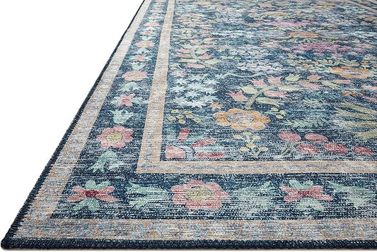 Loloi Rifle Paper Co. Maison Collection MAO-06 Blue/Multi 5'-0" x 5'-0" Round, .19" Pile Height, Accent Rug