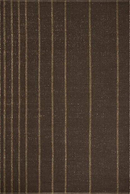 Loloi Leanne Ford Weatherstaff Collection WTS-01 Espresso/Natural 2'-3" x 3'-9" Accent Rug Jute, Striped, Neutral, Entryway, Mudroom, Bathroom, and Kitchen
