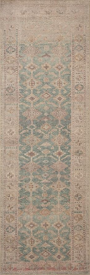 Loloi Angela Rose Aubrey Collection AUB-02 Aqua/Sand 5'-0" x 5'-0", .19" Pile Height, Round Area Rug