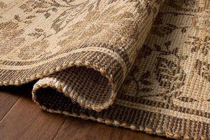 Loloi Chris Loves Julia Rue Collection RUE-03 Bark/Mocha 9'-3" x 13' Area Rug Jute Neutral Floral Living Room Bedroom Rug