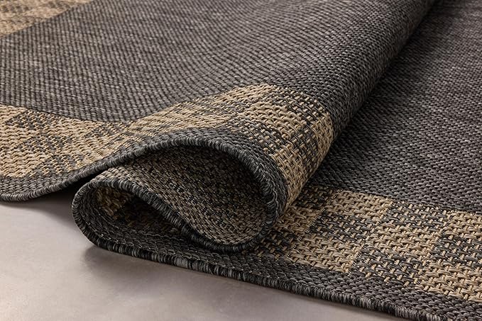 Loloi Chris Loves Julia Providence Collection PRC-01 Charcoal/Natural 7'-6" x 10', .12" Pile Height, Indoor/Outdoor Area Rug