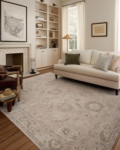 Loloi Chris Loves Julia Louisa Collection LOI-02 Oatmeal/Slate 2'-3" x 3'-10", .38" Pile Height, Accent Rug