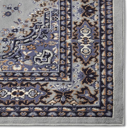 Home Dynamix Premium Sakarya Traditional Medallion Border Area Rug, Silver, 7'8"x10'7" Rectangle