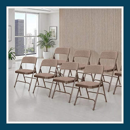 OEF Furnishings OEF2200 Series Heavy-Duty Premium Fabric Padded Upholstery Double-Hinged Folding Chairs (4-Pack, Honey Brown)