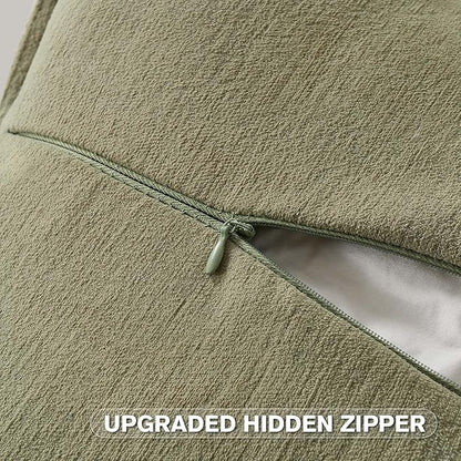 FUTEI Olive Green Chenille Throw Pillow Covers 26x26 Inch Set of 2,Edges Double-Stitched Euro Pillow Shams,Modern Home Decor for Couch Living Room