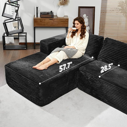 Bashaw 108" Cloud Sectional Couch Sofa with L-Shape Chaise, Modern Modular Sofa Couch Upholstered Couches for Living Room Bedroom, No Assembly Required (Black, L Shape)