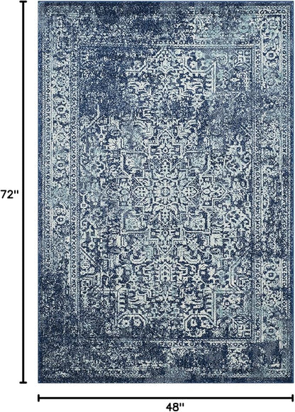 SAFAVIEH Evoke Collection 4' x 6' Navy/Ivory EVK256A Oriental Distressed Non-Shedding Living Room Bedroom Accent Rug