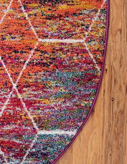 Unique Loom Trellis Frieze Collection Area Rug - Geometric (5' x 8' Oval, Multi/ Ivory)