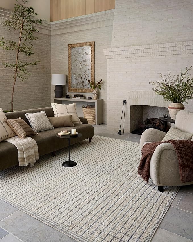 Loloi Amber Lewis Bexley Collection BEX-04 Slate/Natural 4'-0" x 6'-0" Accent Rug Neutral, Textured, Living, Bedroom, Dining, Carpet