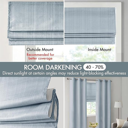 Madison Park Galen Cordless Roman Shade, 31"W x 64"H, Sheen Blue – Room Darkening, Thermal Insulated, Energy Efficient Window Blind with Subtle Sheen Basketweave Fabric for Privacy