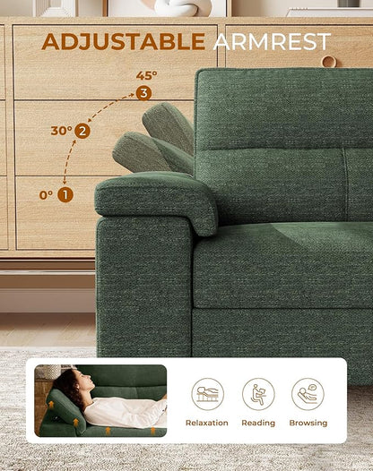 71.25" Modern Sofa Couch for Living Room, Deep Seat Sofas with 8”Cushion, Comfy 2-Seater Chenille Loveseat with Convertible Armrest, Removable Sofa Cover, High Leg(Green)