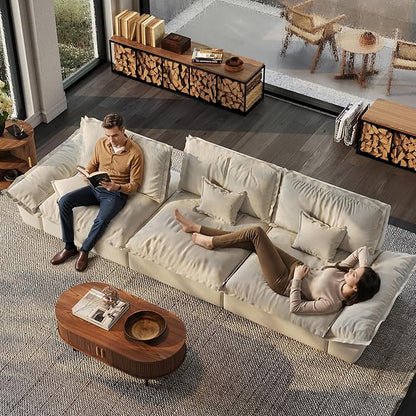 POVISON Oversized Modular Sectional Sailboat Sofa for Living Room with Adjustable Backrest Sectional Couches Large Deep Sofa Set 3 Seats Big Comfy Cloud Couch for House Office