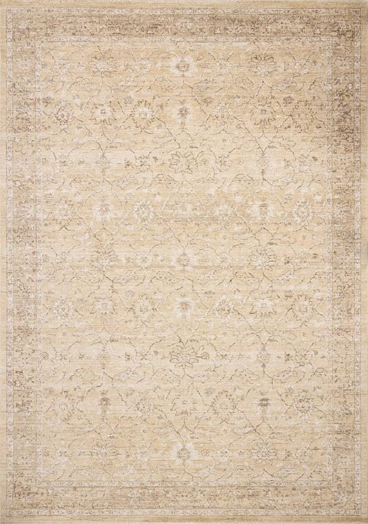 Loloi Chris Loves Julia Palma Collection PLM-10 Wheat/Bark 6'-3" x 9'-6" Fringe Area Rug Vintage Style Boho Living Room Bedroom Carpet