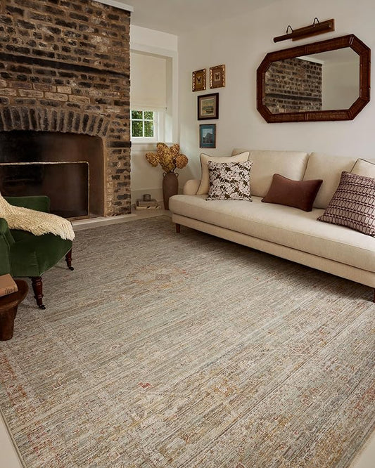 Loloi Chris Loves Julia Ida Collection IDA-05 Spa/Sunrise 5'-3" x 7'-6", .19" Pile Height, Area Rug