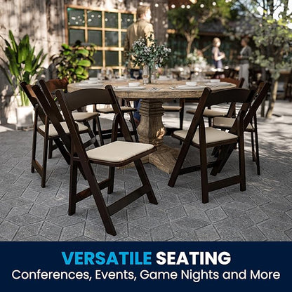 Flash Furniture HERCULES Series Fruitwood Wood Folding Chair with Vinyl Padded Seat