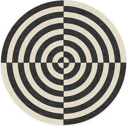 RUGGABLE x Jonathan Adler Machine Washable Modern Area Rug – Op Art Charcoal 6 ft Round, Stain-Resistant, Non-Slip – Medium Rugs for Living Room, Bedroom, Hallway, Entryway & Office–with Standard Pad