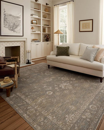 Loloi Chris Loves Julia Louisa Collection LOI-04 Lagoon/Ivory 7'-10" x 10', .38" Pile Height, Area Rug