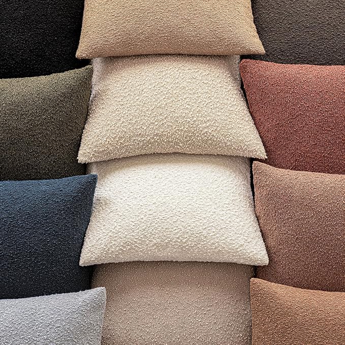 Foindtower Set of 2, Decorative Textured Boucle Throw Pillow Covers Accent Solid Pillow Cases Neutral Soft Couch Cushion Case for Chair Sofa Bedroom Living Room Home Decor 26x26 Inch Dirty Sage Green