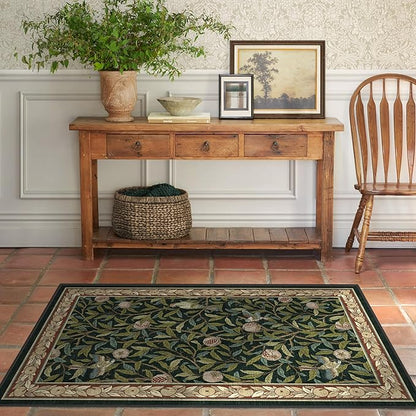 RUGGABLE x Morris & Co Washable Area Rug – Pomegranate Blue Green 4x6, Stain-Resistant, Non-Slip – Medium Machine Washable Rugs for Living Room, Bedroom, Hallway, Entryway & Office–with Cushioned Pad