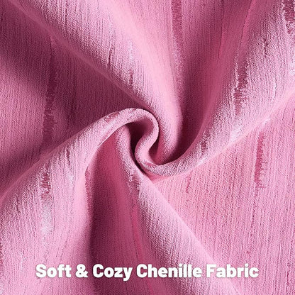 FUTEI Hot Pink Chenille Decorative Throw Pillow Covers 18x18 Inch Set of 2,Soft Embossed Striped Textured Cushion Case,Modern Home Decor for Couch Bed Living Room