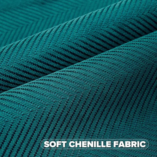 FUTEI Teal Chenille Throw Pillow Covers 20x20 Inch Set of 2,Soft Wide Chevron Textured Cushion Case,Farmhouse Home Decor for Couch Bed Living Room