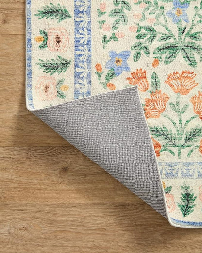 Loloi Rifle Paper Co. Eden Collection EDE-02 Mughal Garden Cream 3'-6" x 5'-6" Accent Rug feat. CloudPile™