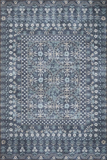 Loloi Rifle Paper Co. Maison Collection MAO-03 Rosette Blue 5'-0" x 7'-6", .19" Pile Height, Area Rug