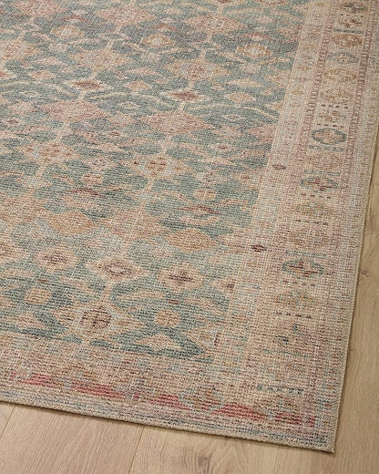 Loloi Angela Rose Aubrey Collection AUB-02 Aqua/Sand 5'-0" x 5'-0", .19" Pile Height, Round Area Rug