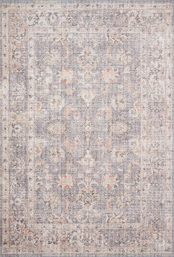 Loloi Skye Collection SKY-01 Grey/Apricot 6'-0" x 6'-0" Round Area Rug