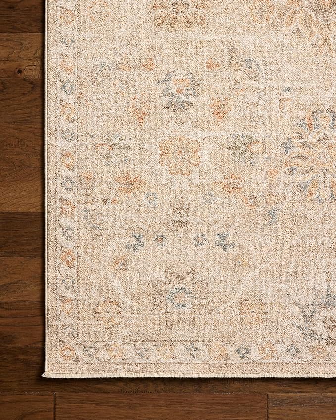Loloi Chris Loves Julia Palma Collection PLM-11 Natural/Multi 2'-7" x 10'-0" Fringe Runner Rug Vintage Style Boho Living Room Bedroom Carpet