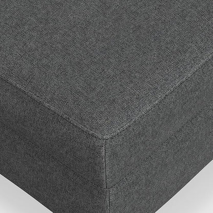 SIMPLIHOME Ava Sofa and Ottoman in 100% Recycled Polyester Performance Fabric, Pebble Grey, 90-inch-Wide 3-Seater Couch and Matching 36-inch-Wide Table Ottoman for Living Room, 2-Piece Set