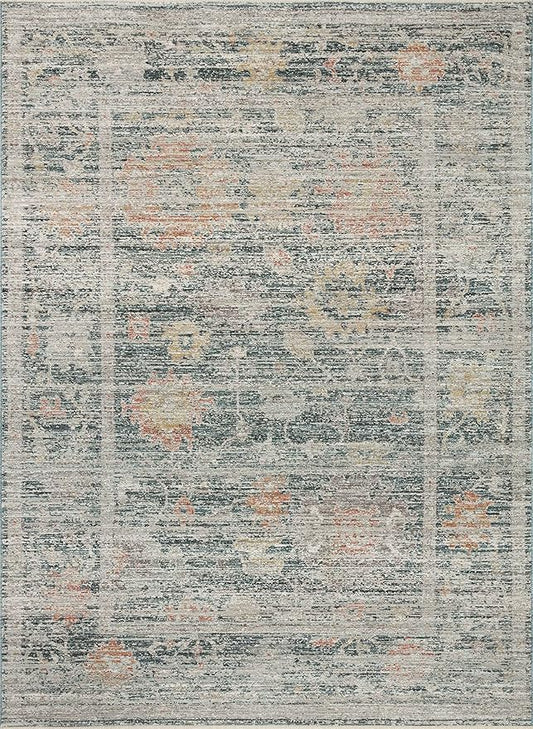Loloi Magnolia Home by Joanna Gaines Millie Collection MIE-01 Blue/Multi 11'-6" x 15'-7", .25" Pile Height, Area Rug