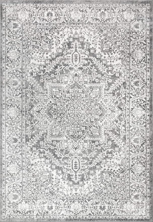 JONATHAN Y Modern Vintage Medallion Light Gray Indoor Area Rug, 10x14, Country, Floral, Easy-Cleaning for Living Room, Bedroom, Kitchen, Pet Friendly, Non-Shedding (MDP100A-14)
