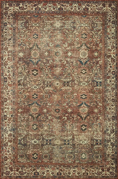 Loloi Magnolia Home by Joanna Gaines Banks Collection BAN-04 Brick/Ivory 7'-6" x 9'-6", .13" Pile Height, Machine Washable, Area Rug