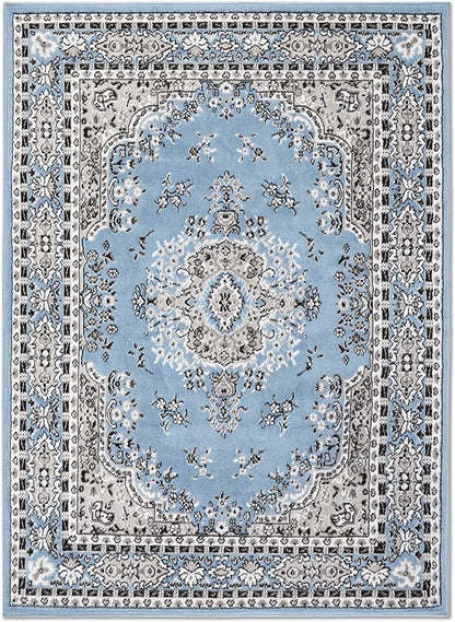 Home Dynamix Premium Sakarya Traditional Medallion Border Area Rug, Blue, 9'2"x12'5" Rectangle