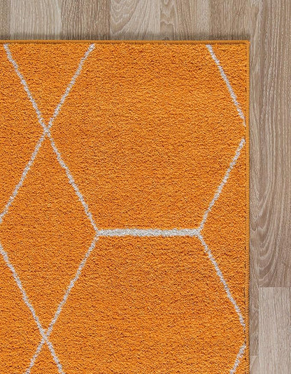 Unique Loom Trellis Frieze Collection Area Rug - Geometric (3' 3" x 5' 3", Orange/ Ivory)