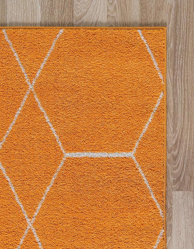 Unique Loom Trellis Frieze Collection Area Rug - Geometric (2' x 3' 1", Orange/ Ivory)