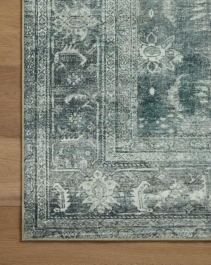 Loloi Magnolia Home by Joanna Gaines Banks Collection BAN-03 Blue/Lagoon 5'-0" x 7'-6", .13" Pile Height, Machine Washable, Area Rug