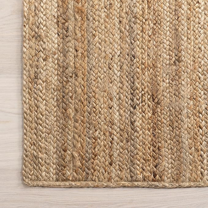 nuLOOM 2x12 Rigo Jute Hand Woven Area Rug, Natural, Solid Farmhouse Design, Natural Fiber, For Bedroom, Living Room, Dining Room, Hallway, Office, Kitchen, Entryway
