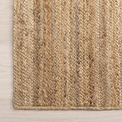 nuLOOM Oval 6x9 Rigo Jute Hand Woven Area Rug, Natural, Solid Farmhouse Design, Natural Fiber, For Bedroom, Living Room, Dining Room, Hallway, Office, Kitchen, Entryway