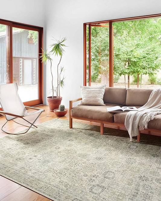 Loloi Skye Collection SKY-14 Natural/Sage 6'-0" x 9'-0" Area Rug