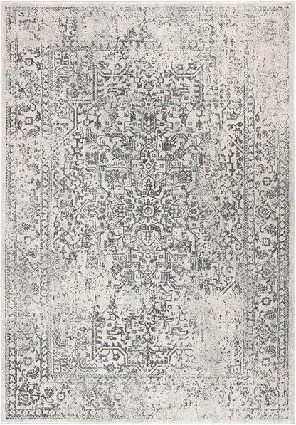 SAFAVIEH Evoke Collection 6'7" x 9' Ivory/Grey EVK256F Oriental Distressed Non-Shedding Living Room Bedroom Dining Home Office Area Rug