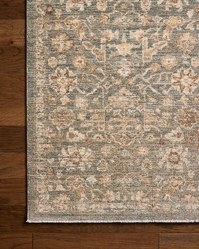 Loloi Chris Loves Julia Palma Collection PLM-05 Blue/Natural 5'-3" x 7'-6" Area Rug Vintage Style Boho Living Room Bedroom Carpet
